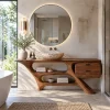 Sculptural Bathroom Vanity Flowing Shelves With Drawer For Modern Spaces