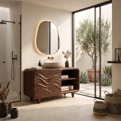 Sculptural Bathroom Vanity Relief Cabinet With Storage For Modern Bathroom