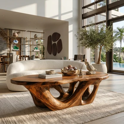 Sculptural Coffee Table With Open Loop Base For Luxury Living