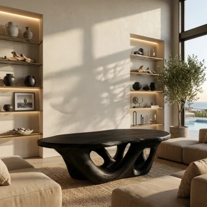 Sculptural Coffee Table With Open Loop Base For Luxury Living