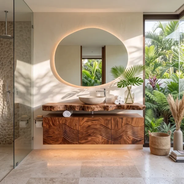 Sculptural Floating Bathroom Vanity Wave Storage For Designer Homes