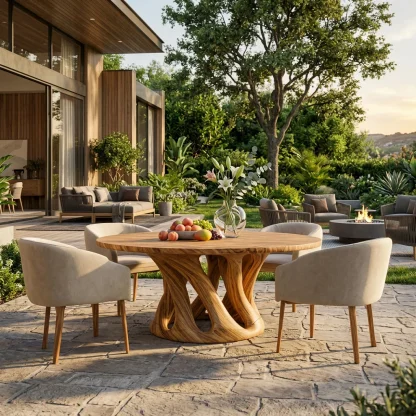 Sculptural Round Dining Table For Contemporary Interior