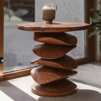 Sculptural Side Table For Living Room Corner Or Balcony