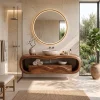 Sculptural Wall Mounted Bathroom Vanity Curved Shelves For Luxury Bathroom
