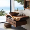 Seravik Live Edge Solid Wood Floating Bathroom Vanity With Drawers