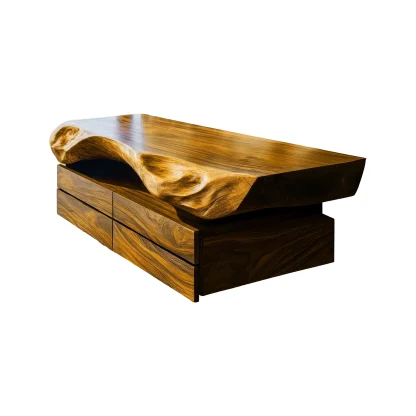 Seravik Live Edge Solid Wood Floating Bathroom Vanity With Drawers