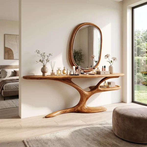 Serene Makeup Vanity Vanity Desk Sculptural Branch Base For Bedroom