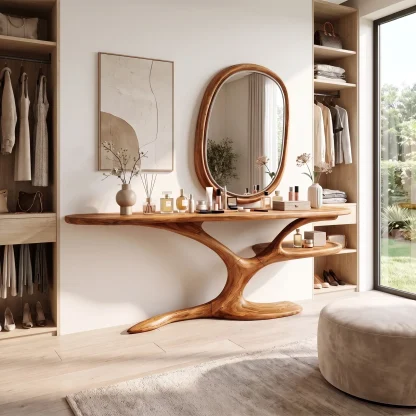 Serene Makeup Vanity Vanity Desk Sculptural Branch Base For Bedroom