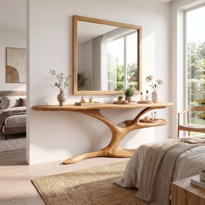 Serene Makeup Vanity Vanity Desk Sculptural Branch Base For Bedroom