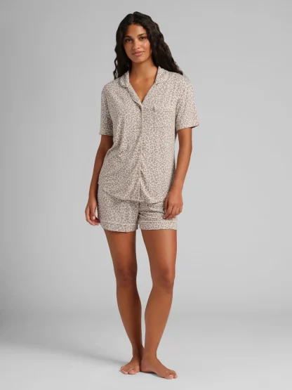 Short-Sleeve Short Pajama Set - Leopard