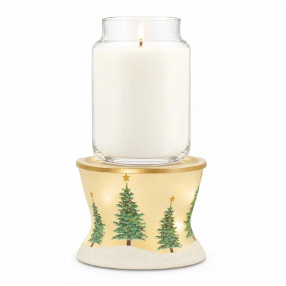 Snowy Tree Candle Pedestal With LED Light