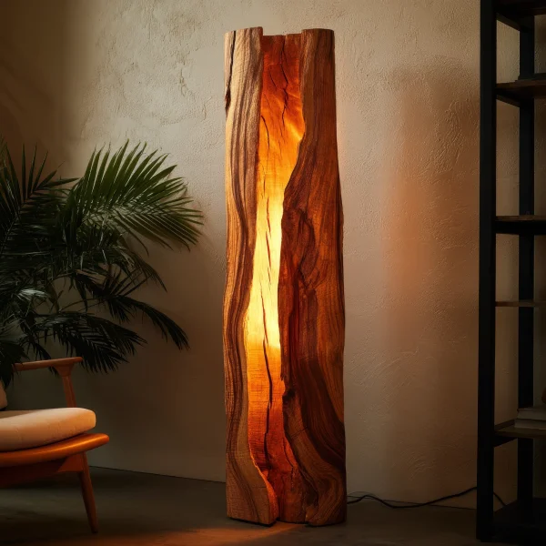 Solvaryn Sculpted Live Edge Integrated LED Wood Floor Lamp