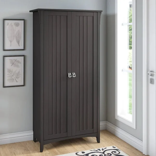 Tall Freestanding Storage Cabinet With Doors And 5 Shelves
