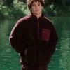 Textured Half-Zip Jacket - Maroon