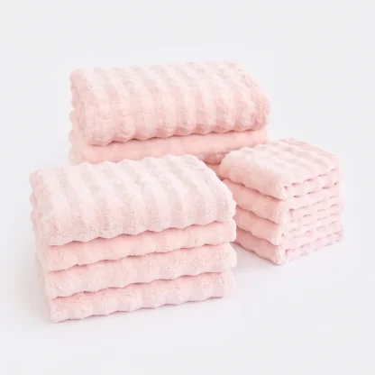 Textured Towel Set - Pink