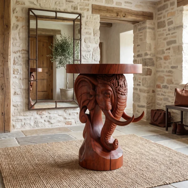 Thalviro Sculpted Solid Wood Pedestal Stand