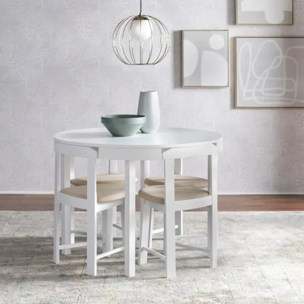 Tobey Harrisburg 5-Piece Round Dining Set, Table 29.6H x 41.3W x 41.3D, Chair 28.75H x 16.5W x 16.5D