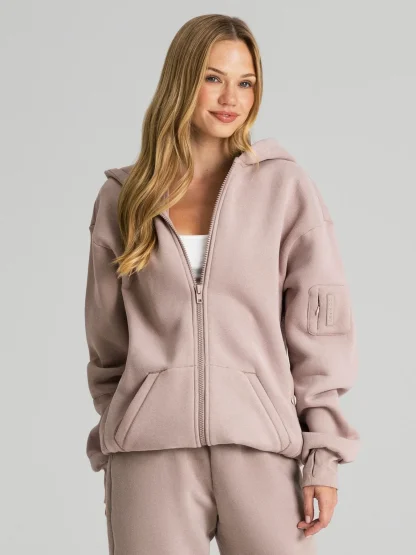 Travel Zip Hoodie - Coral