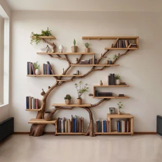 Tree Book Shelf Modern Bookshelf Driftwood Shelf