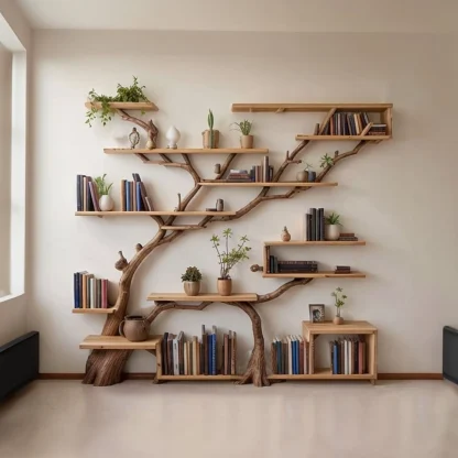 Tree Book Shelf Modern Bookshelf Driftwood Shelf