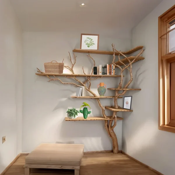 Tree Bookshelf Driftwood Branch Wall Mount