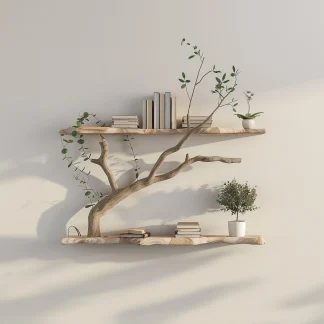 Tree Branch Driftwood Live Edge Floating Shelf Gift For Reader
