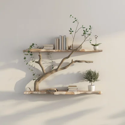 Tree Branch Driftwood Live Edge Floating Shelf Gift For Reader