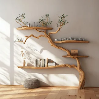 Tree Branch Floating Shelves Montessori Wall Mount Bookshelf