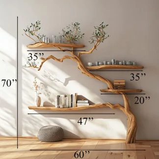 Tree Branch Floating Shelves Montessori Wall Mount Bookshelf