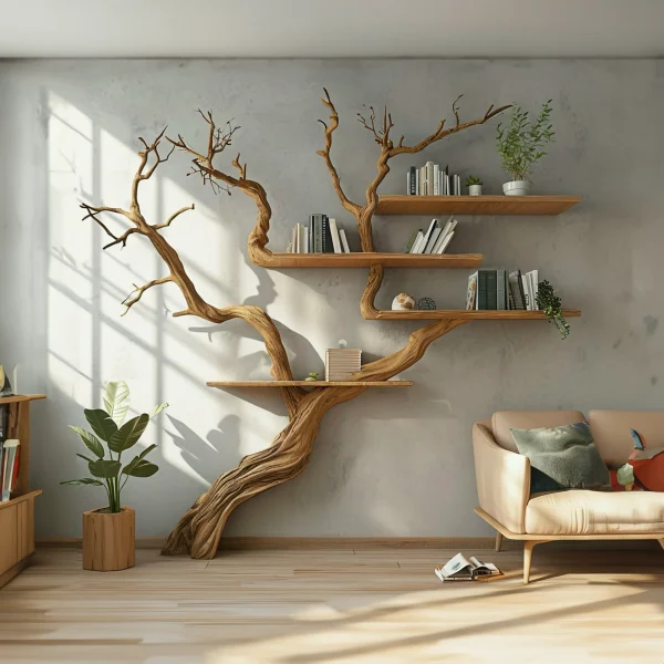 Tree Branch Shelf Wall Mount Bookshelf