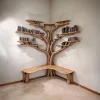 Tree Floating Corner Bookshelf With Corner Bench Lshaped