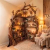 Tree Wall Bookshelf Corner Storage Bookcase Wooden Display Shelf For Living Room Bedroom Decor