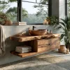 Vaelthorn Live Edge Solid Wood Floating Bathroom Vanity With Drawers