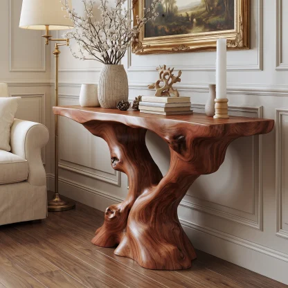 Vaelthorn Sculpted Solid Wood Console Table
