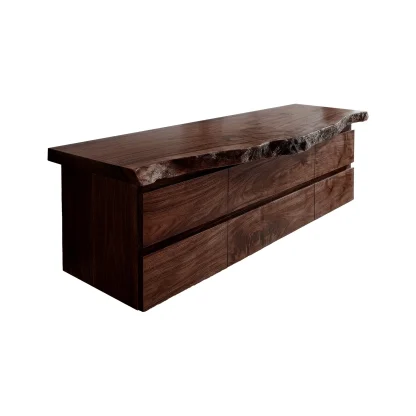 Velmora Live Edge Solid Wood Floating Bathroom Vanity With Drawers