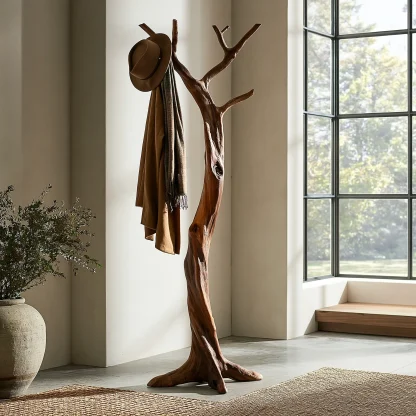 Velmorian Sculpted Solid Wood Tree Coat Rack