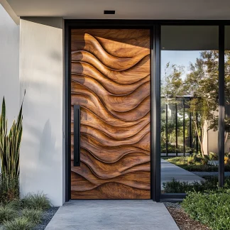Veltrava Sculpted Solid Wood Rectangular Single Door