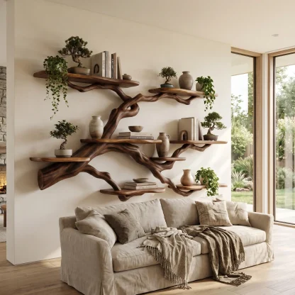 Verdantridge Handcrafted Solid Wood Floating Tree Bookshelf