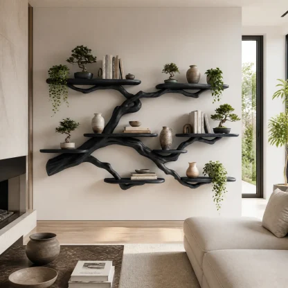 Verdantridge Handcrafted Solid Wood Floating Tree Bookshelf