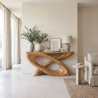Veylora Sculpted Solid Wood Console Table