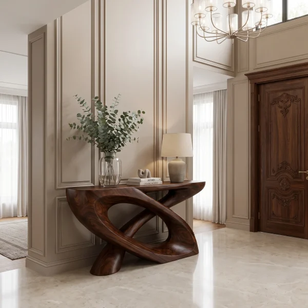 Veylora Sculpted Solid Wood Console Table