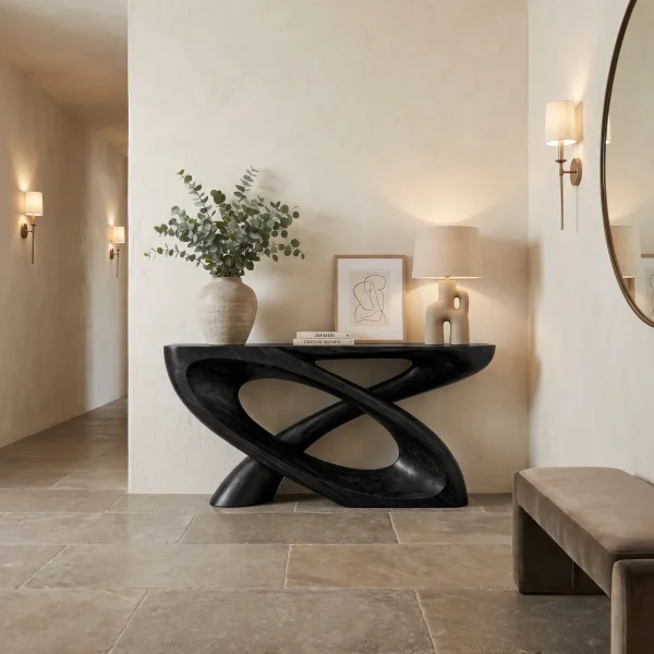 Veylora Sculpted Solid Wood Console Table