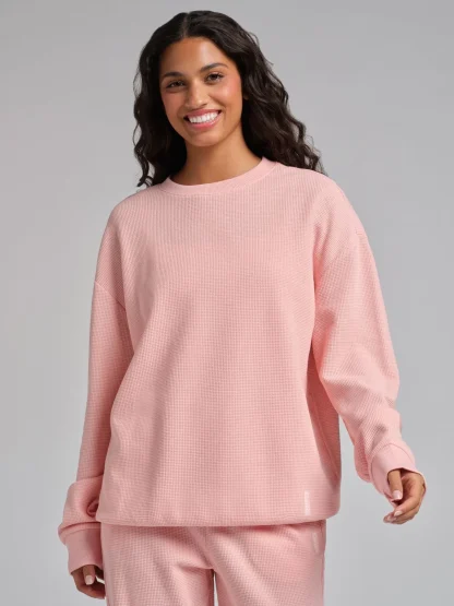 Waffle-Knit Long-Sleeve Lounge Top - Sage Green