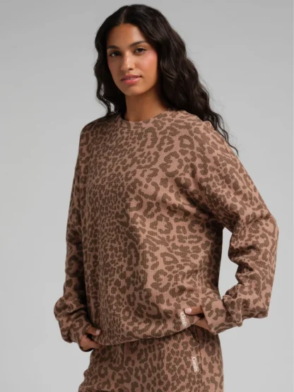 Waffle-Knit Long-Sleeve Lounge Top - Sage Green