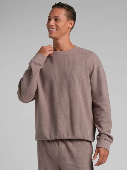 Waffle-Knit Long-Sleeve Lounge Top - Sage Green