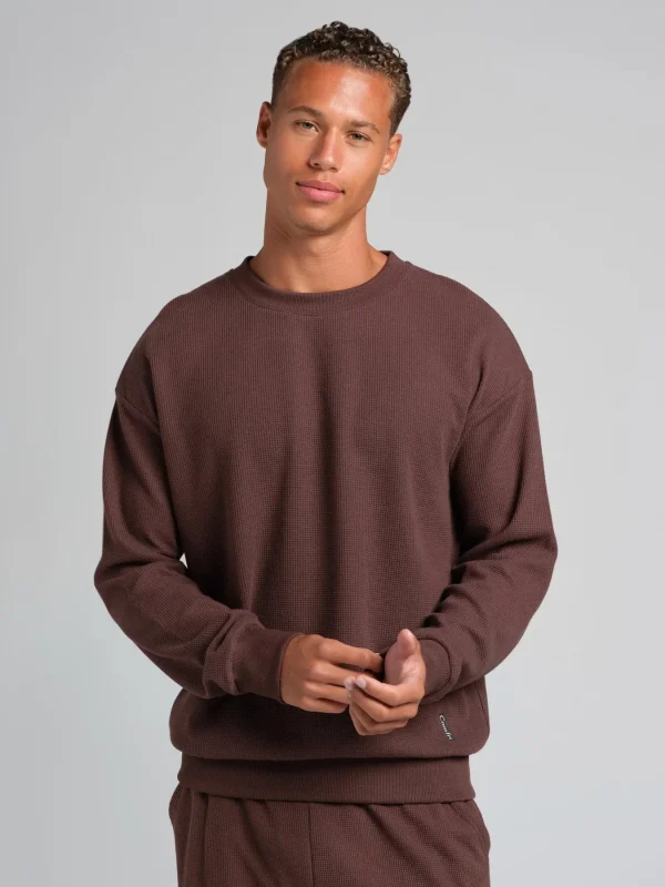 Waffle-Knit Long-Sleeve Lounge Top - Sage Green