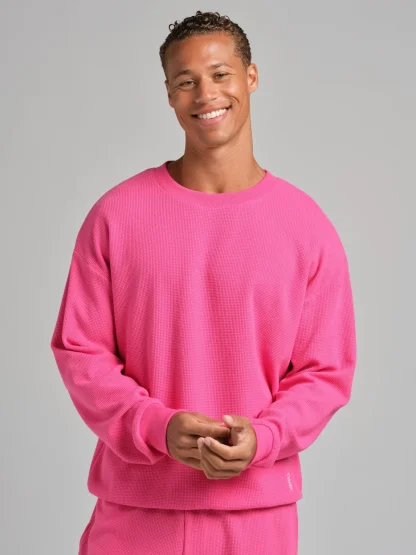 Waffle-Knit Long-Sleeve Lounge Top - Sage Green