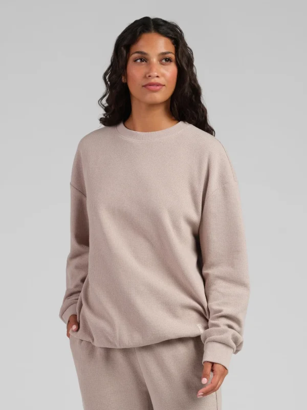 Waffle-Knit Long-Sleeve Lounge Top - Sage Green