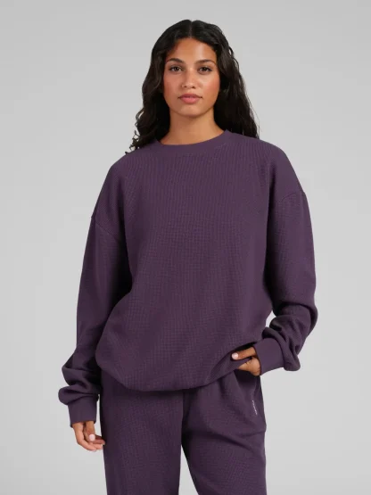 Waffle-Knit Long-Sleeve Lounge Top - Sage Green