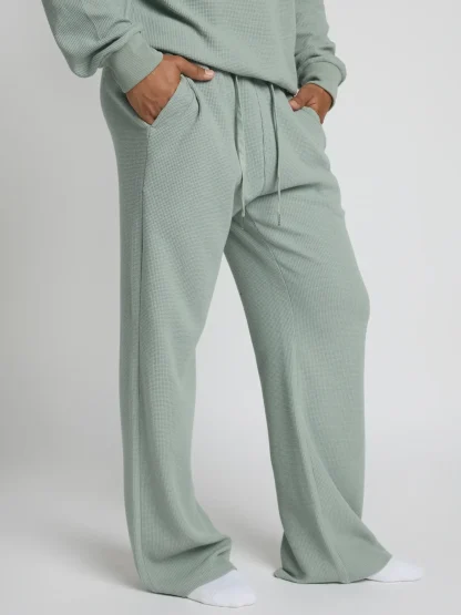 Waffle-Knit Lounge Pants - Sage Green
